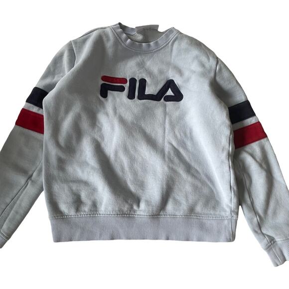 Fila Logo Sweatshirt Crewneck Womens S Light Baby Blue EUC - Picture 3 of 6